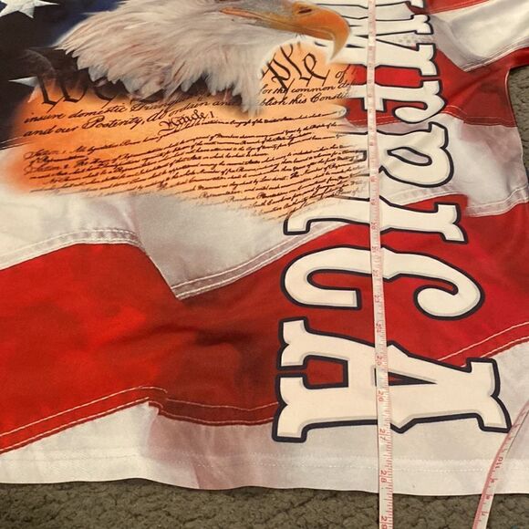 American Summer Flag Shirt Size Medium Short Sleeve - Picture 8 of 9